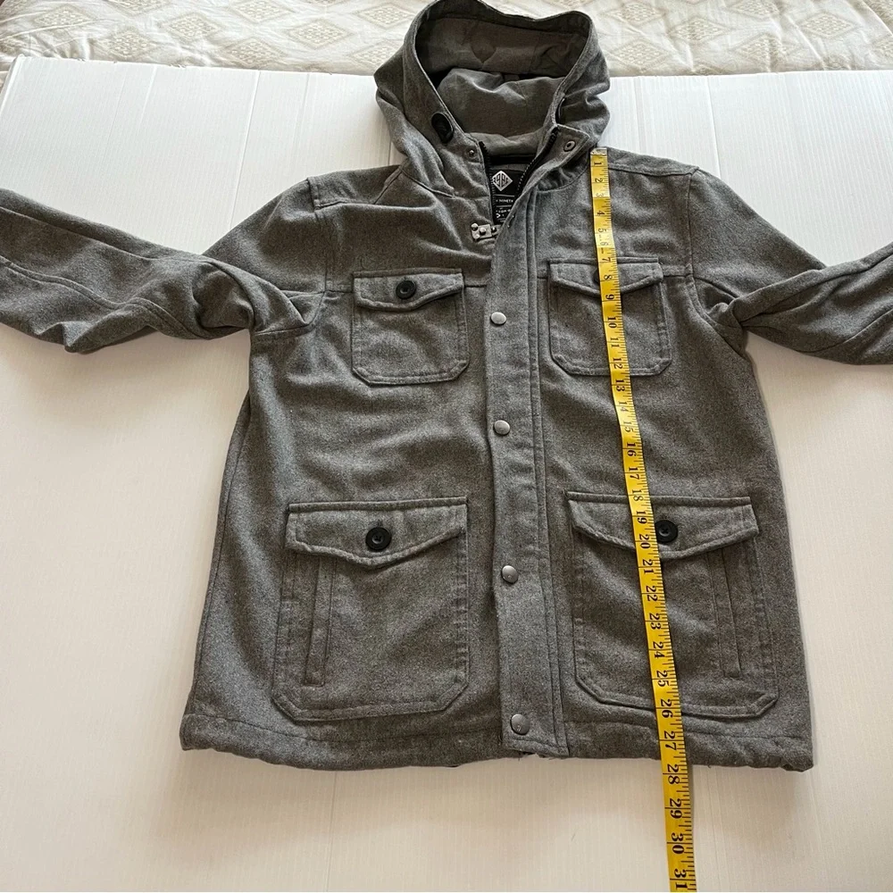 COTTON ON Nineteen Ninety One Wool Hoodie Utility Jacket Gray Size Medium - Picture 10 of 12